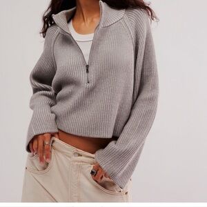 Free people Greta half zip. NWT. Grey
